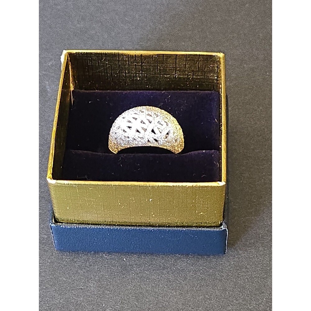 Suzy Levian Sterling Silver Pave Design Cubic Zirconia Criss-Cross Ring Size 8